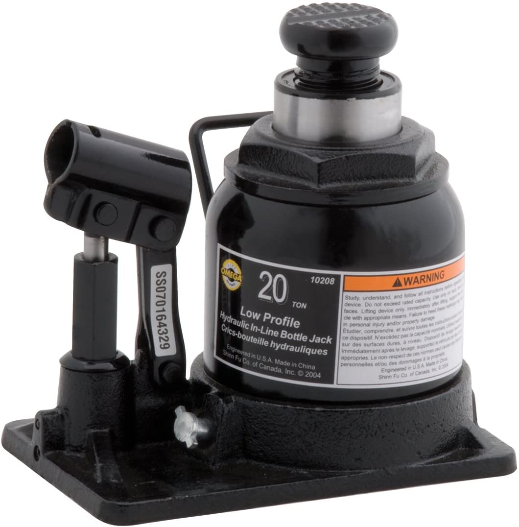 Omega 10208 Schwarz Shorty Hydraulik-Inline-Flaschenjacke - 20 Tonnen Kapazität
