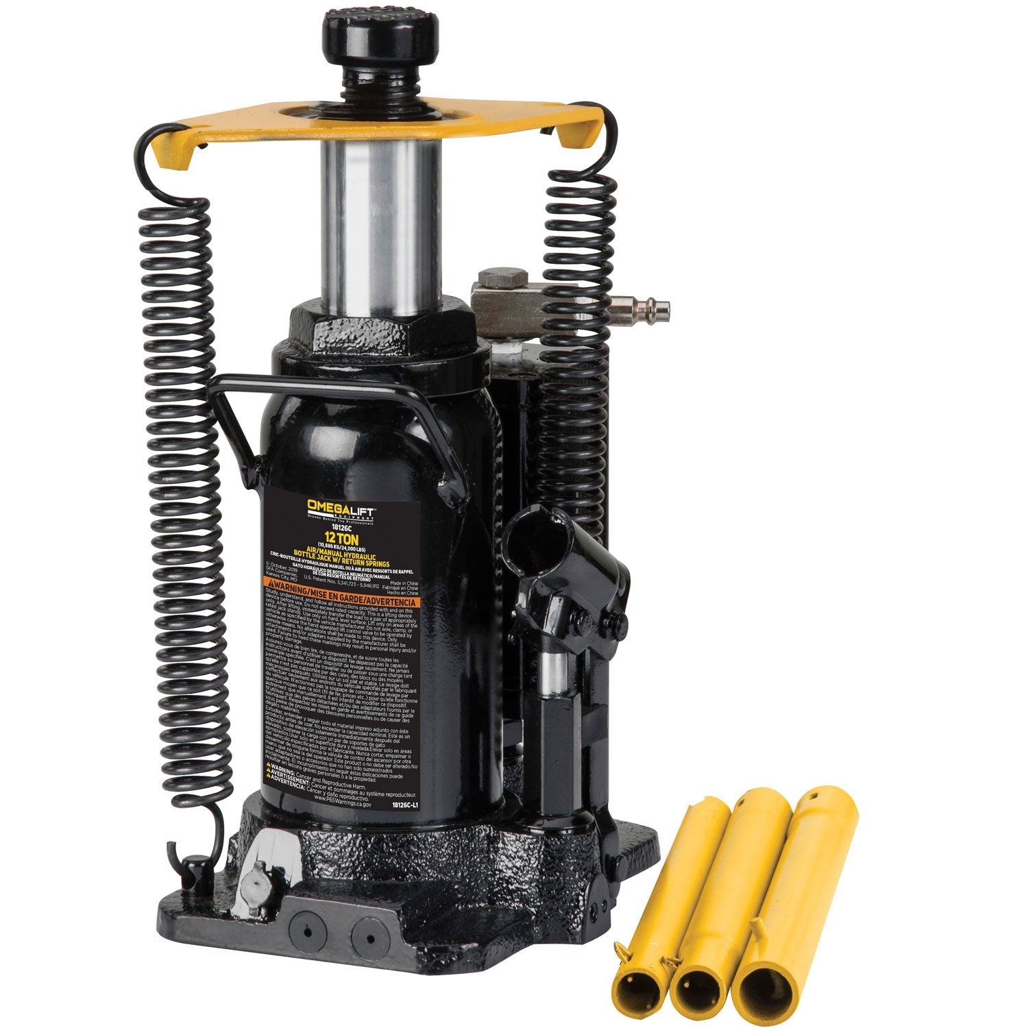 Omega Lift 18126C 12 Tonnen Air Actuated Manual Bottle Jack - Rückkehr Spring