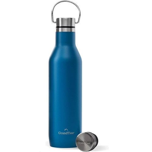 GrandTies 595 g Wasserflaschen aus rostfreiem Stahl mit 2 Lids, Cobalt Blau