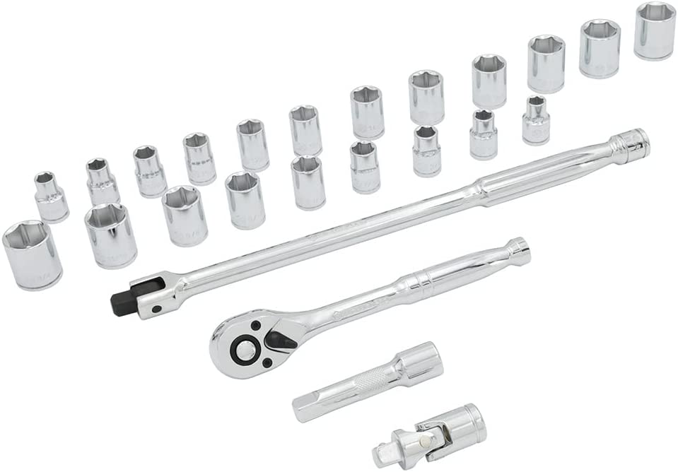 MichaelPro 25-Pc 3/8-Zoll-Laufwerk Breaker Bar, Ratchet und Socket Set - Metrisch und SAE