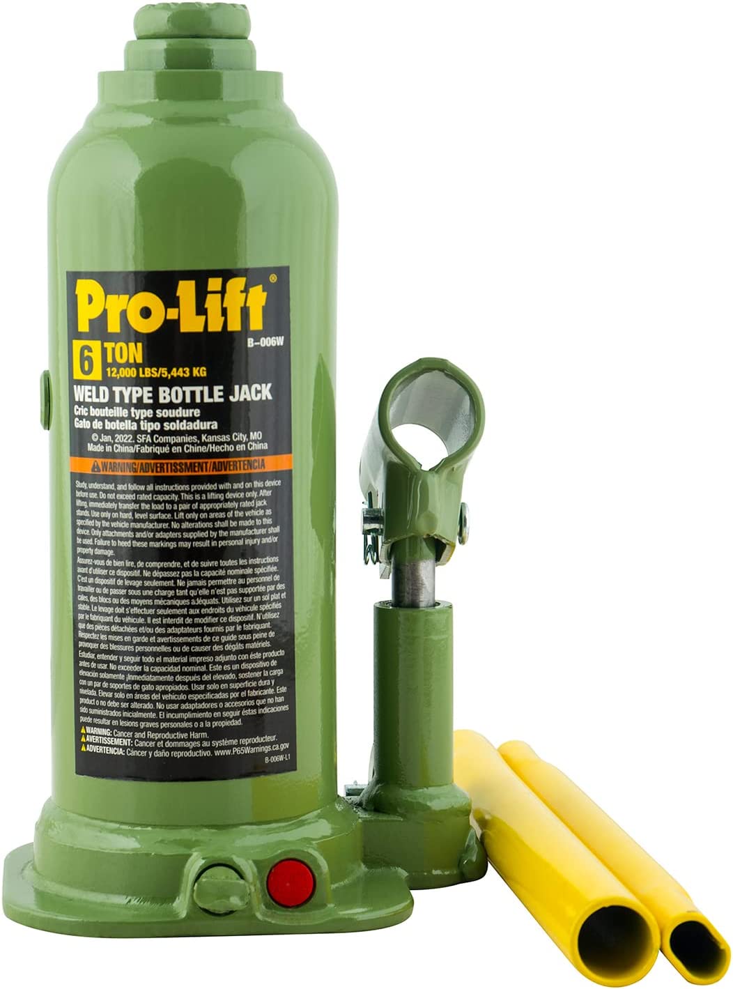 Pro-Lift B-006W 6 Tonnen geschweißte Hydraulikflasche Jacke - 5,44 kg Kapazität