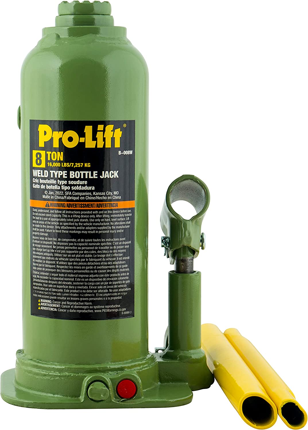 Pro-Lift B-008W Welded Bottle Jack 8 Tonnen - 7,26 kg Kapazität