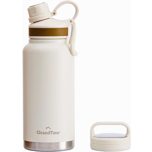 GrandTies 2 Lids Sport Edelstahl Wasserflaschen - Weiß