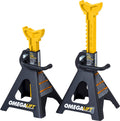 Omega Lift 3 Tonnen Jack Ständerpaar - Heavy Duty Double Locking Pins - Griffschloss und Mobilitätspin für Auto-Reparatur-Shop, schwarz / gelb