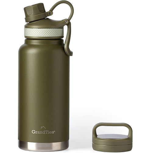 GrandTies 2 Lids Sport Wasserflaschen aus rostfreiem Stahl - Olivgrün Grün