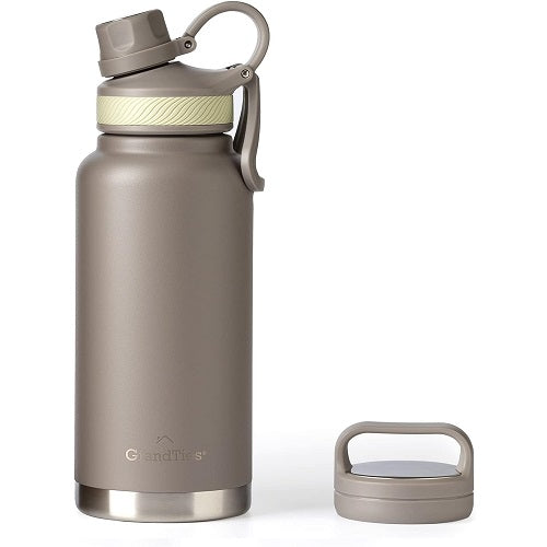 GrandTies 2 Lids Sport Wasserflaschen aus rostfreiem Stahl - Caffe Latte