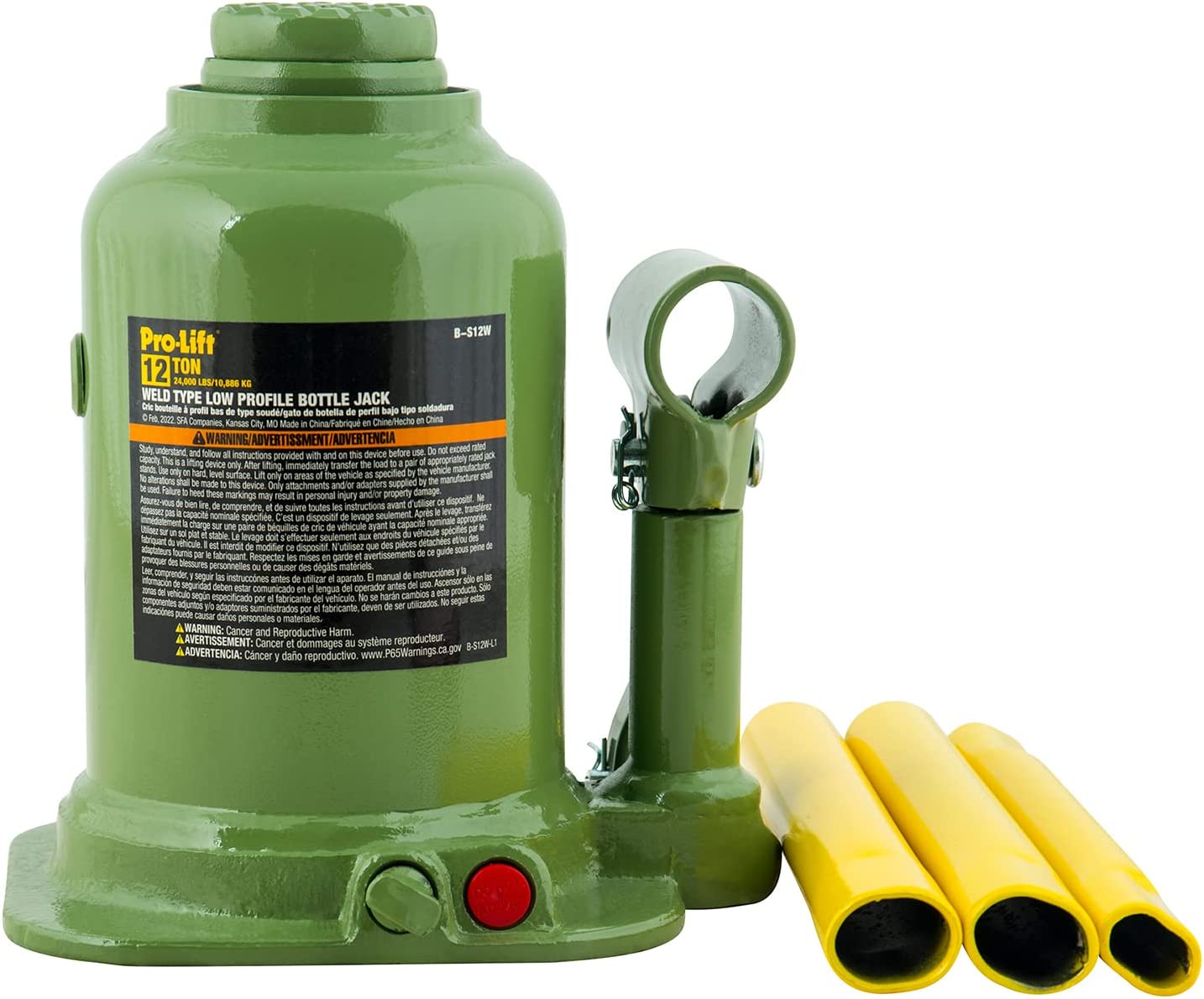 Pro-Lift B-S12W Welded Bottle Jack 12 Tonnen - 10,89 kg Kapazität