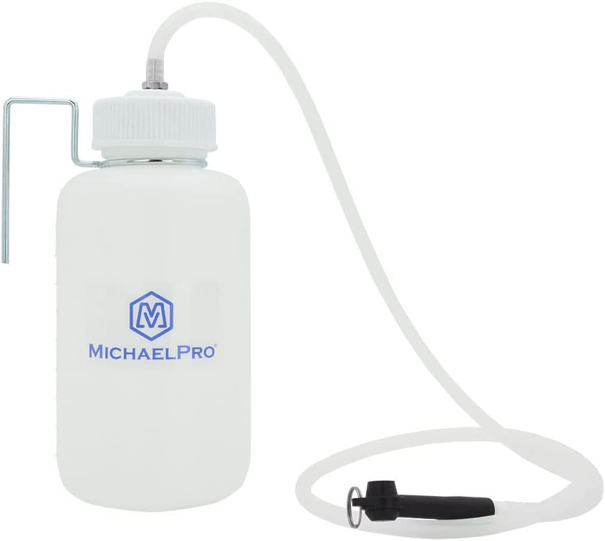 MichaelPro MP019006 964 g (1000cc) Manuelle Bremsenentlüftungsflasche, für die Enthält gebrauchte Bremsflüssigkeiten, ein Gummiverbinder, der die meisten Blutungsschrauben passt