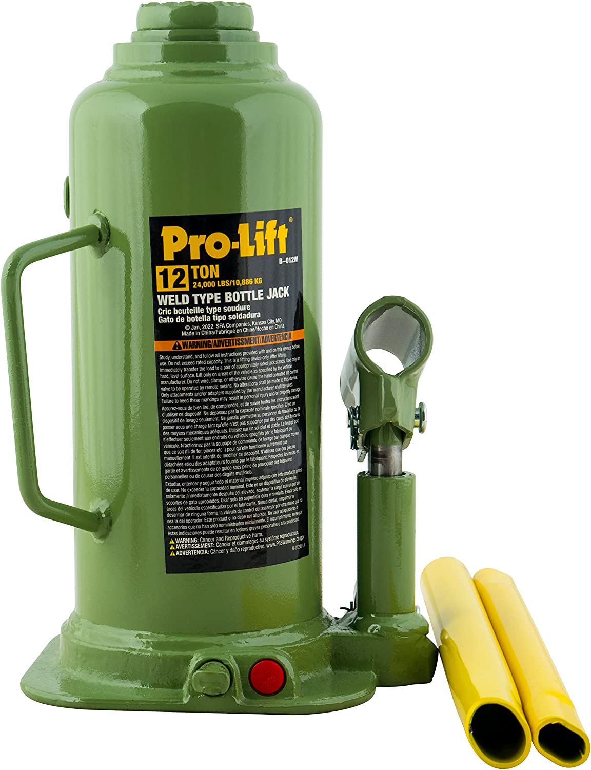 Pro-Lift B-012W 12 Tonnen geschweißte Flaschenjacke - 10,89 kg Kapazität