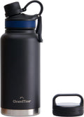 GrandTies 2 Lids Sport Edelstahl Wasserflaschen - Schwarz