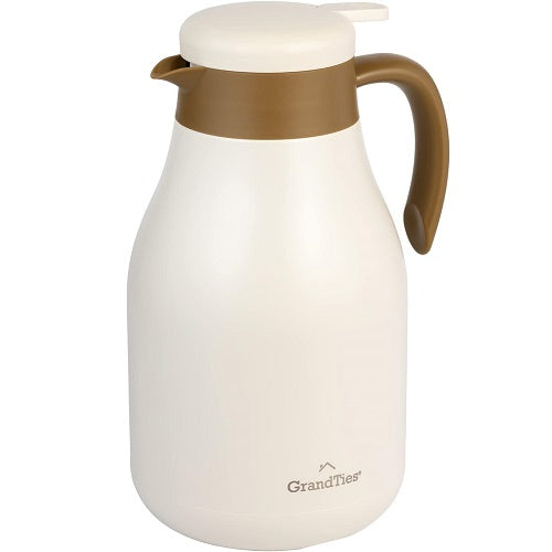 GrandTies 1729 g Edelstahl-Thermische Kaffeekanne, Weiß/Khaki