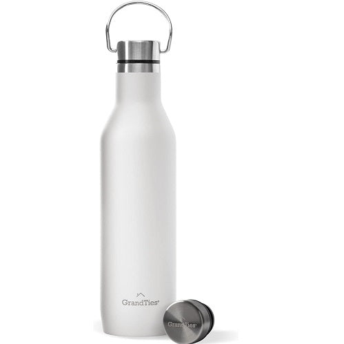 GrandTies 595 g Edelstahl-Wasserflaschen mit 2 Lids, Perle Weiß