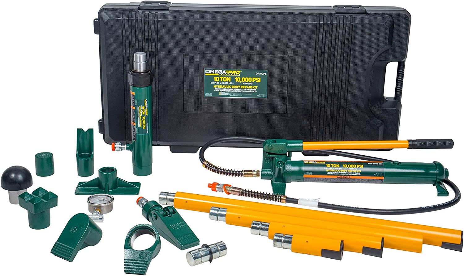 Omega Pro Hydraulische Kollision Reparatur-Kit - 10 Tonnen Auto-Karosserie Reparatur tragbare Ram für Auto-Shop-Garage mit Blasform tragenden Lagergehäuse