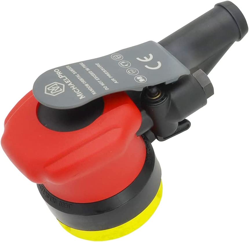 MichaelPro MPA01042 Selbstgenerierte Vakuum Random Orbit Sander | 3 Zoll | 5 mm, Pneumatischer Palmsander für Holz, Verbundwerkstoffe, Metall