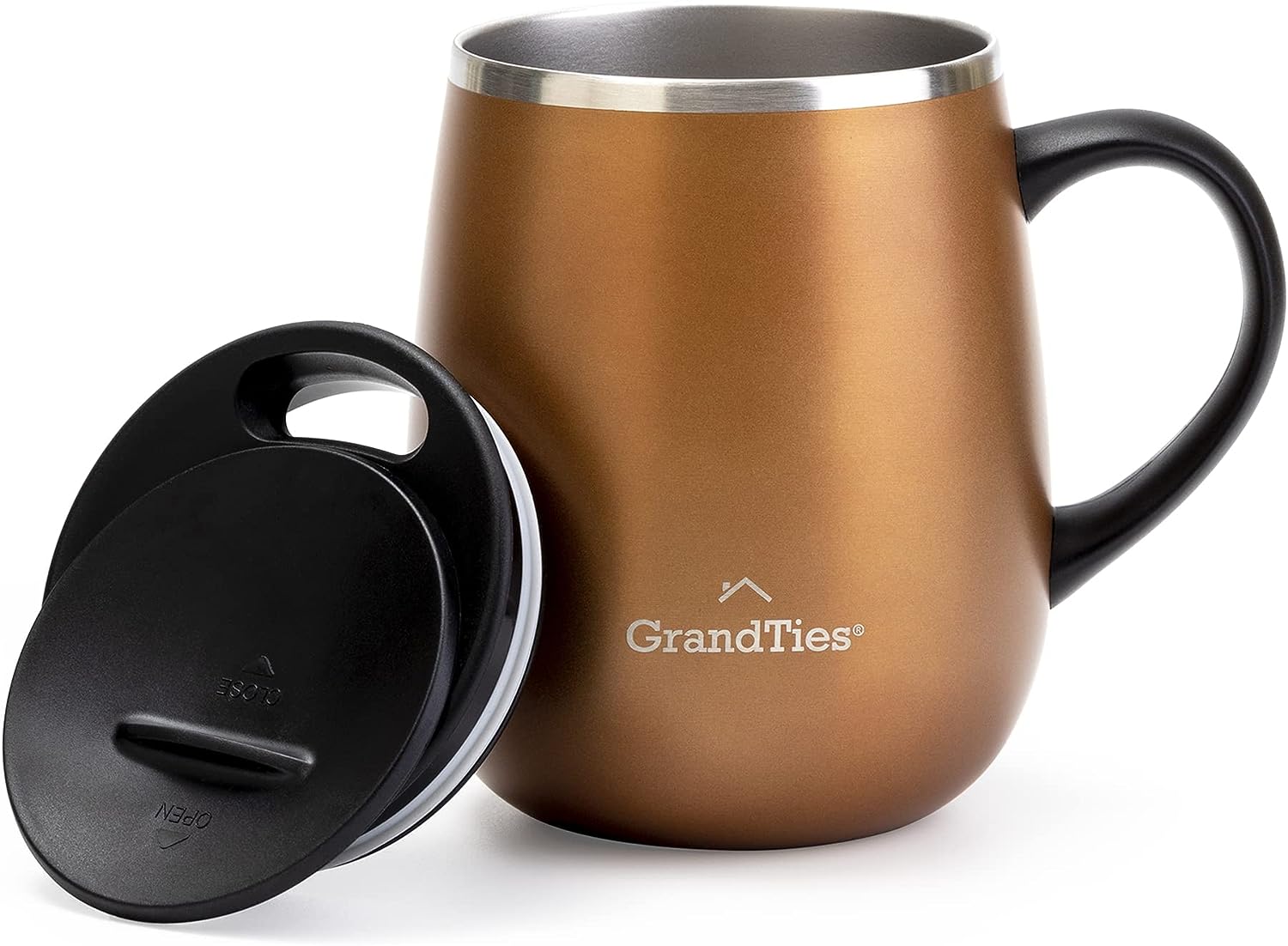 Grandties 16-oz Isolierte Kaffeetasse mit Griff - Cognac