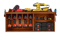 Pro Lift Kabellos Drill Organizer – Wandhalterung Elektrowerkzeug Lagergestell, 5 Hängeschlitze, Holz M-004W2