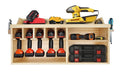 Pro Lift Kabellos Drill Organizer – Wandhalterung Elektrowerkzeug Lagergestell, 5 Hängeschlitze, Holz M-004W