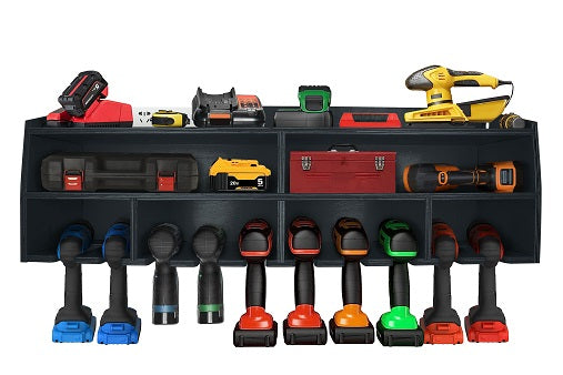 Pro Lift Kabellos Drill Organizer – Lagergestell für Elektrowerkzeuge an der Wand, 10 Hängeschlitze, Holz M-005W1