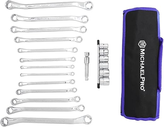 MichaelPro 19Pc Bolt Extractor Offsetschlüssel und Kissengriffsocken