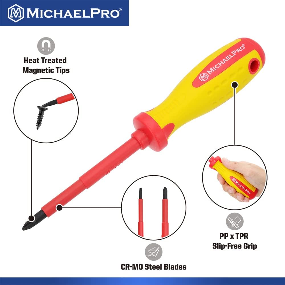 MichaelPro 2-Stück VDE Isolierte Elektriker Schraubendreher Set