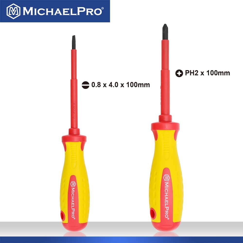 MichaelPro 2-Stück VDE Isolierte Elektriker Schraubendreher Set