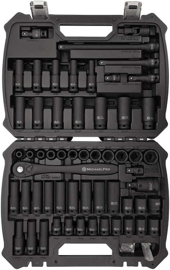 MichaelPro 60-Piece 1/2-Zoll-Laufwerk Impact Socket Set, SAE und metrische Größen