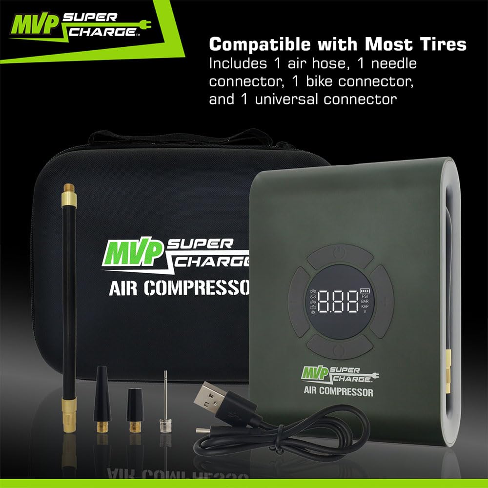 MVPSupercharge Reifenfüller Luftkompressor - wiederaufladbares Li-Ion 10000 mAh