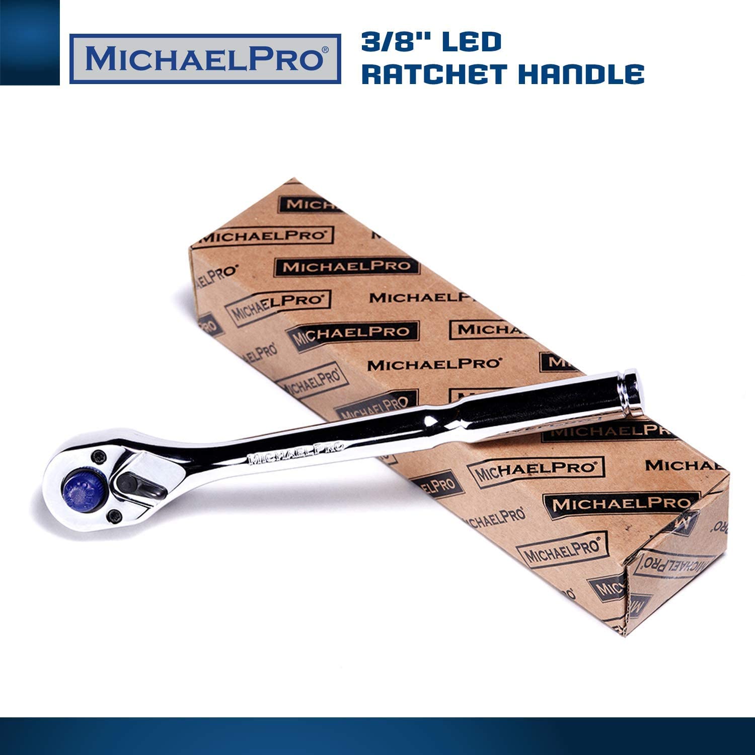 MichaelPro MP001037 3/8' Drive Socket Ratchet Griff mit eingebauter LED-Taschenlampe