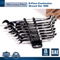 MichaelPro MP001014 8-teiliges SAE Kombinationsschlüssel-Werkzeug-Set - Spiral Grip Design