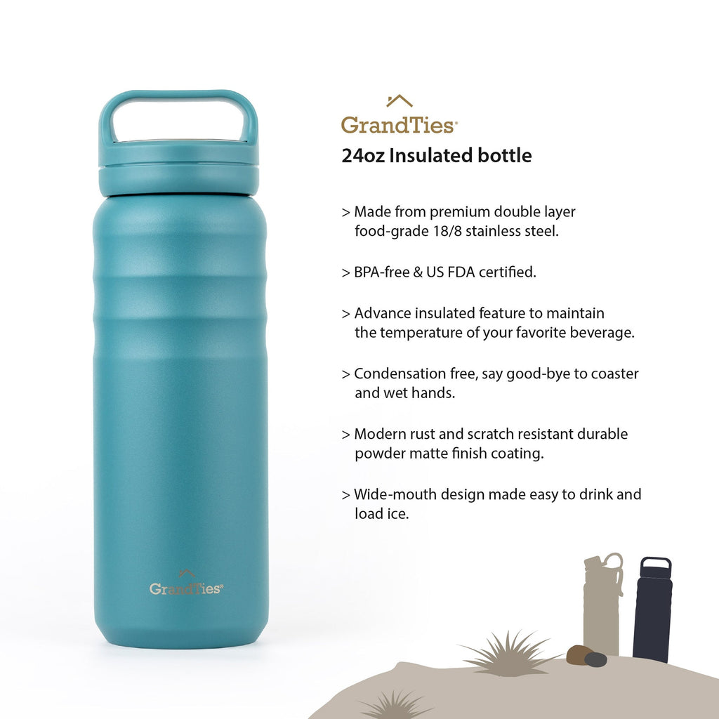 GrandTies 68 g 2 Lids Sport Wasserflasche aus rostfreiem Stahl - Atlantis Blau