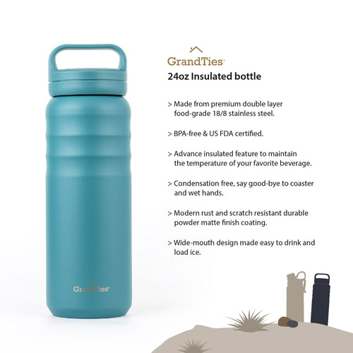 GrandTies 68 g 2 Lids Sport Wasserflasche aus rostfreiem Stahl - Atlantis Blau