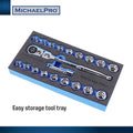 MichaelPro MP001001 3/8 Zoll Dr. Socket Wrench Set SAE & Metrische Größe - 20 Stücke