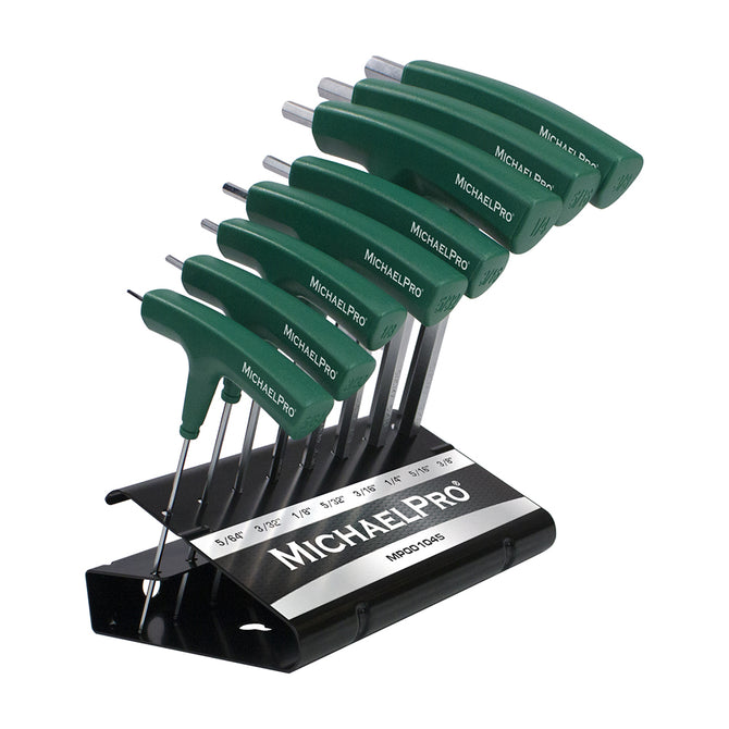 MichaelPro MP001045 8-PIECE TWO-WAY T-HANDLE BALL END ALLEN WRENCH SET MIT CONVENIENT STORAGE STAND (SAE)