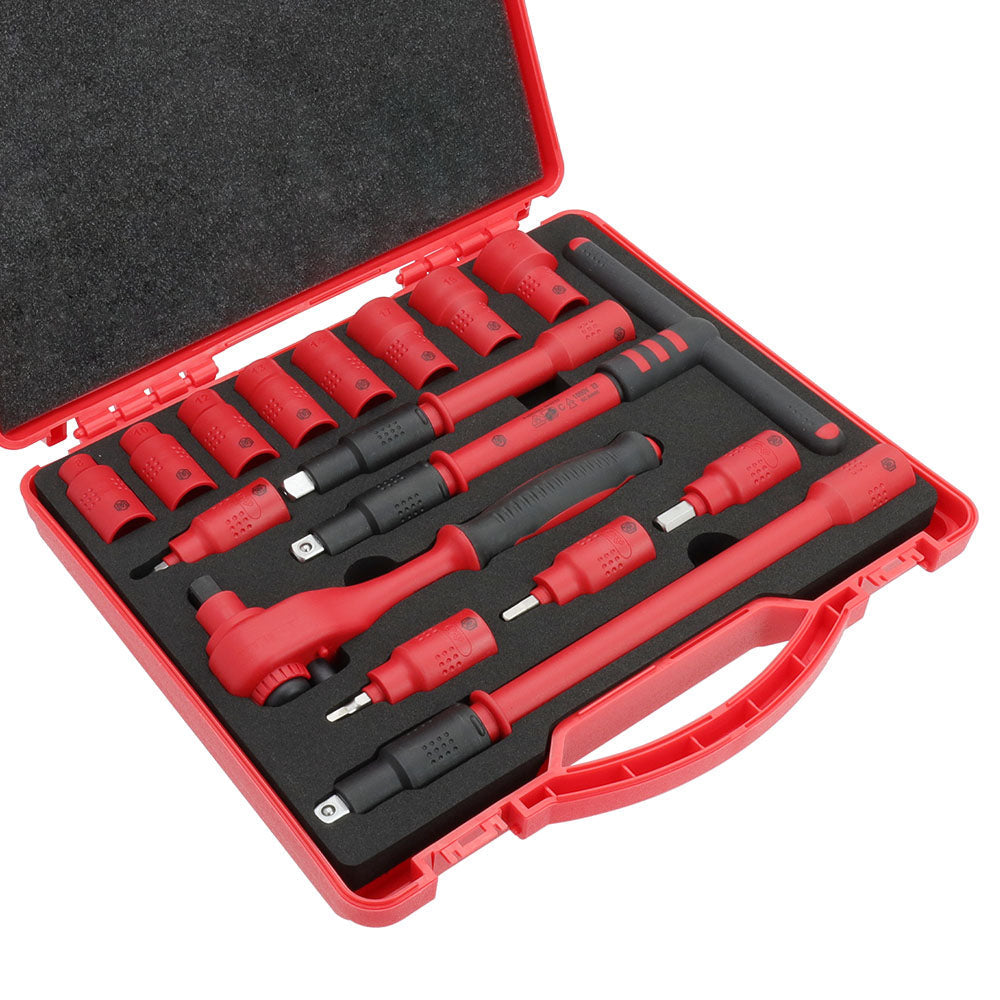 MICHAELPRO MP005047 16-PIECE 3/8-Zoll DRIVE VDE INSULATED SOCKET SET