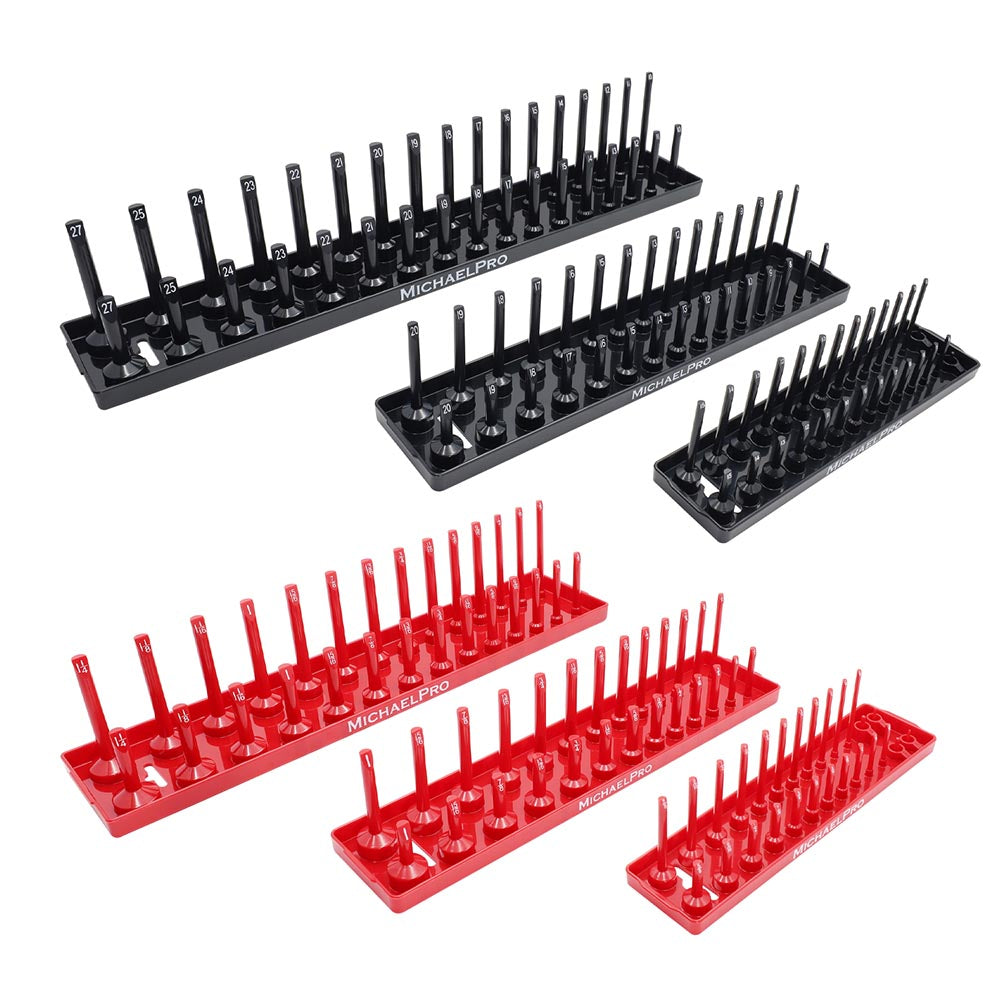 MICHAELPRO MP014037 6-PIECE-SOCKET-TRAY FÜR SAE UND METRIC DEEP AND SHALLOW SOCKETS