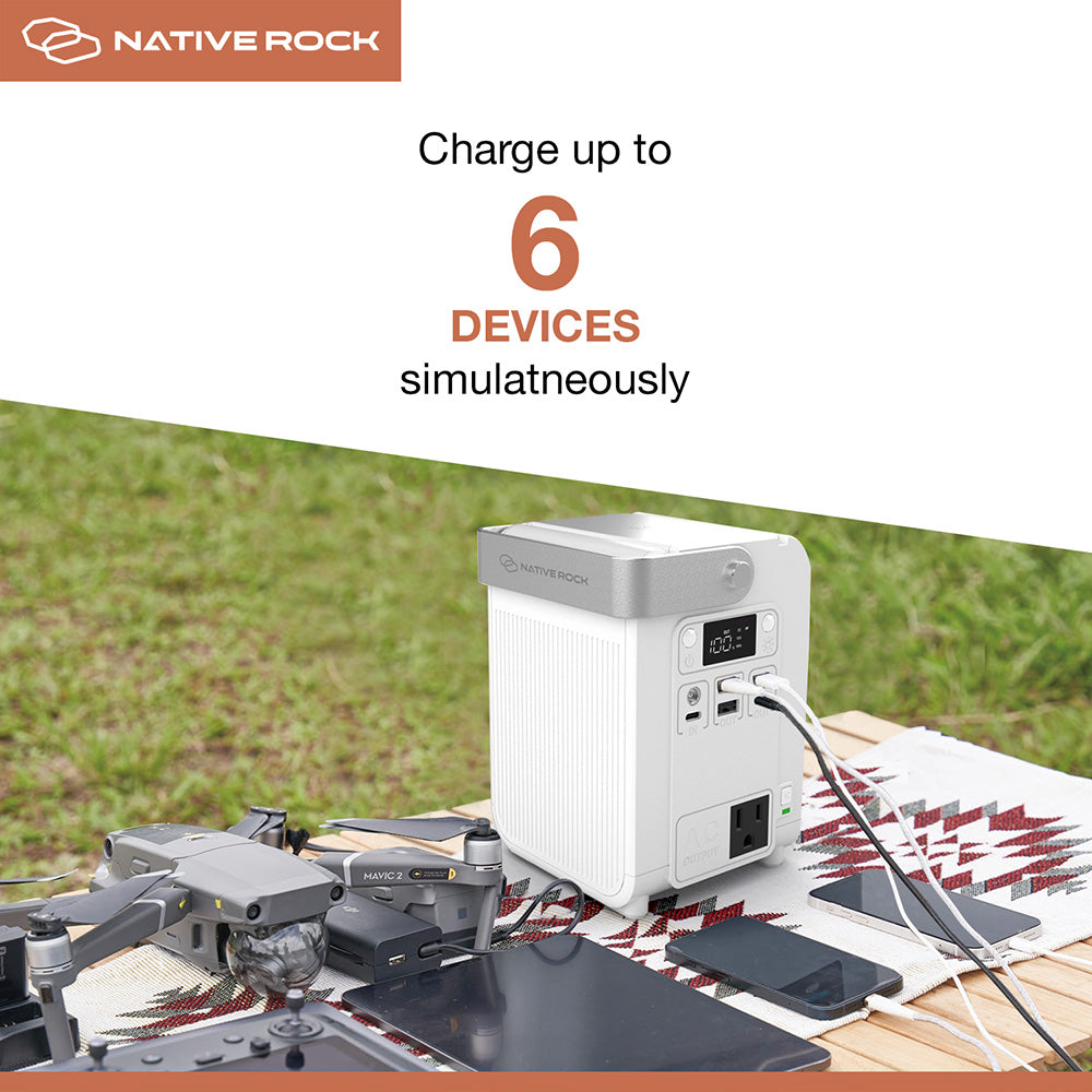 Native Rock 100W Portable Power Station & Wireless Charger, 26400mAh Camping Power Generator, 1 AC Outlet, Fackel und LED-Licht, für Outdoor Camping Reise Jagd Blackout | NRP01