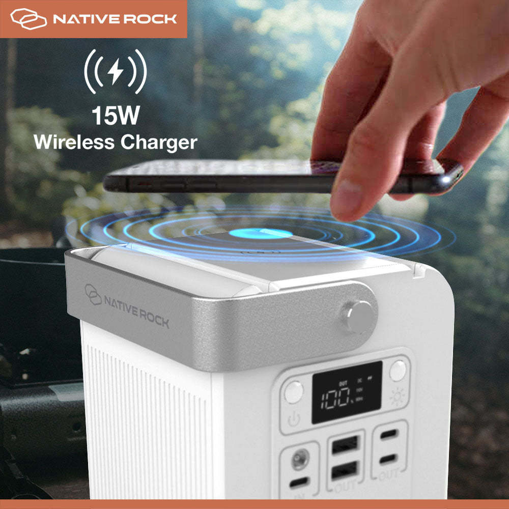 Native Rock 100W Portable Power Station & Wireless Charger, 26400mAh Camping Power Generator, 1 AC Outlet, Fackel und LED-Licht, für Outdoor Camping Reise Jagd Blackout | NRP01