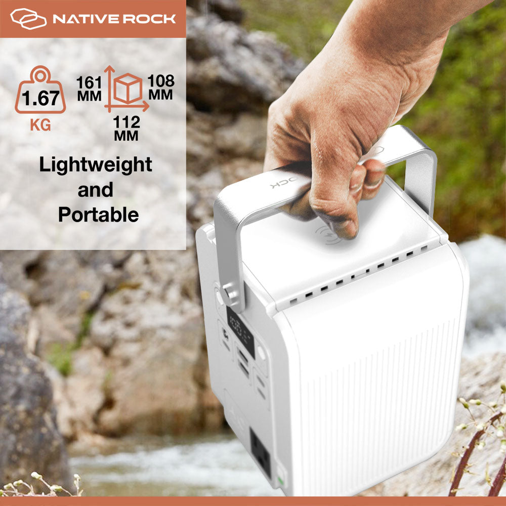 Native Rock 100W Portable Power Station & Wireless Charger, 26400mAh Camping Power Generator, 1 AC Outlet, Fackel und LED-Licht, für Outdoor Camping Reise Jagd Blackout | NRP01