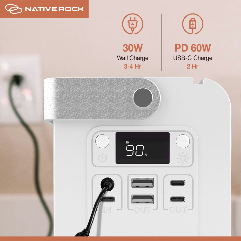 Native Rock 100W Portable Power Station & Wireless Charger, 26400mAh Camping Power Generator, 1 AC Outlet, Fackel und LED-Licht, für Outdoor Camping Reise Jagd Blackout | NRP01