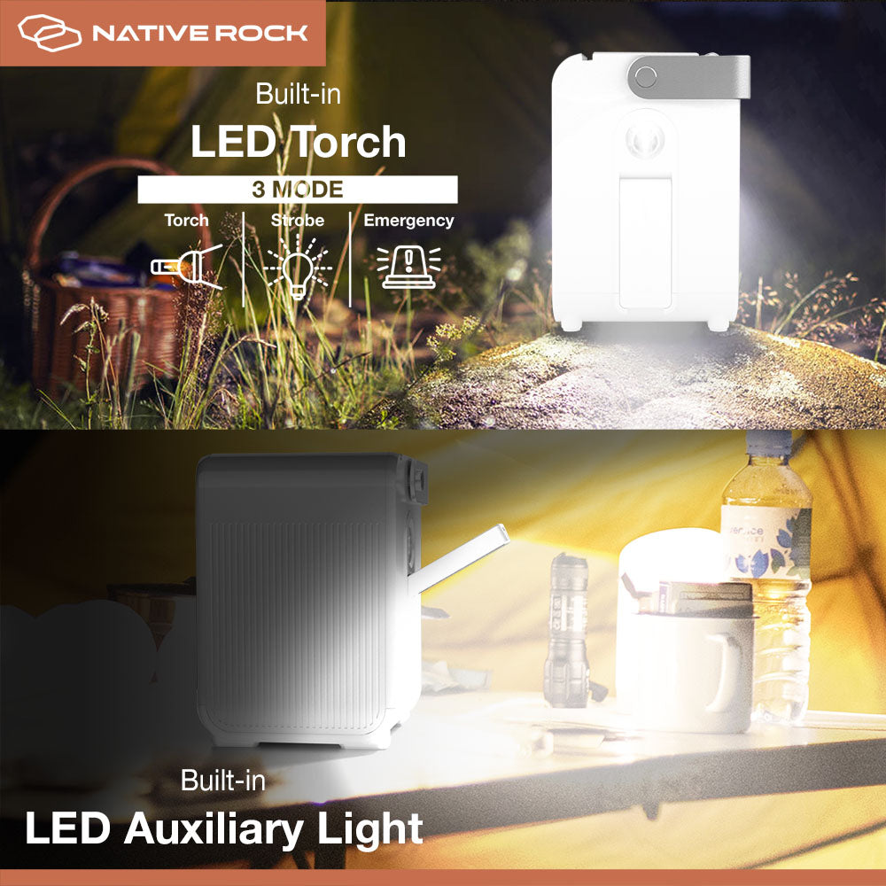 Native Rock 100W Portable Power Station & Wireless Charger, 26400mAh Camping Power Generator, 1 AC Outlet, Fackel und LED-Licht, für Outdoor Camping Reise Jagd Blackout | NRP01
