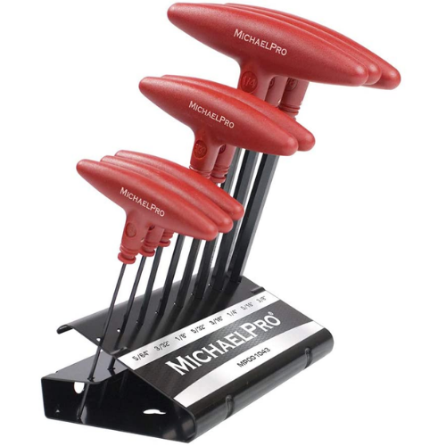 MichaelPro 8-Piece T-Handle Ball End Allen Wrench und Inbusschlüssel-Satz (SAE, Rot)