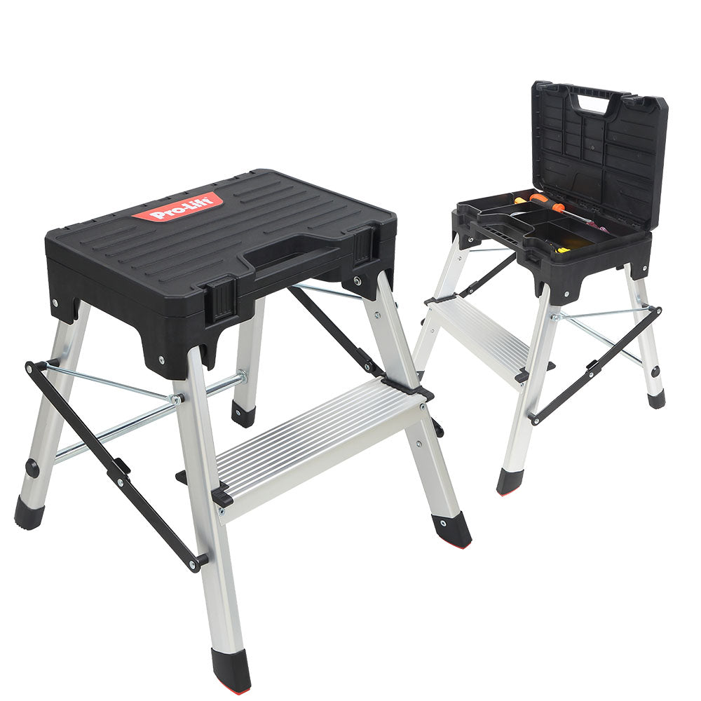 Pro-Lift Zwei-Stufen-Leiter mit Speicher