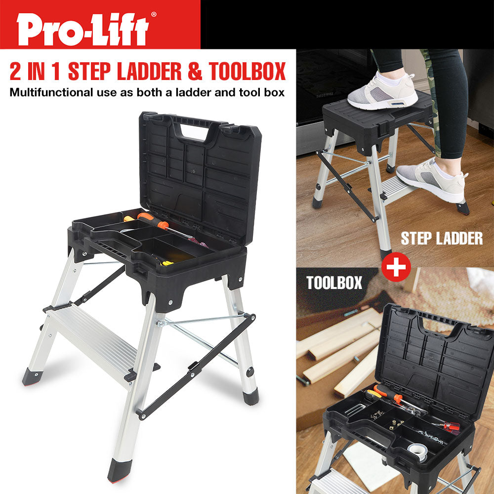 Pro-Lift Zwei-Stufen-Leiter mit Speicher