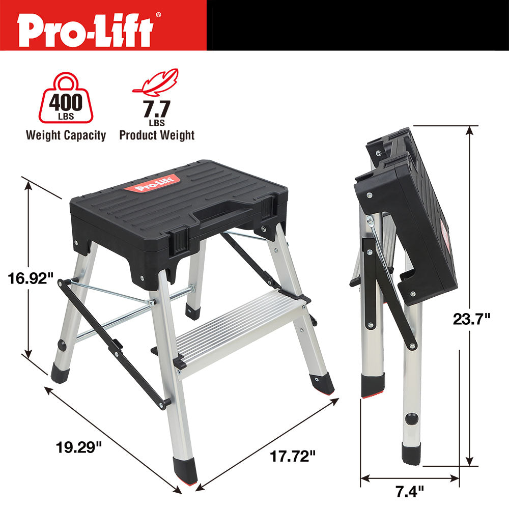 Pro-Lift Zwei-Stufen-Leiter mit Speicher