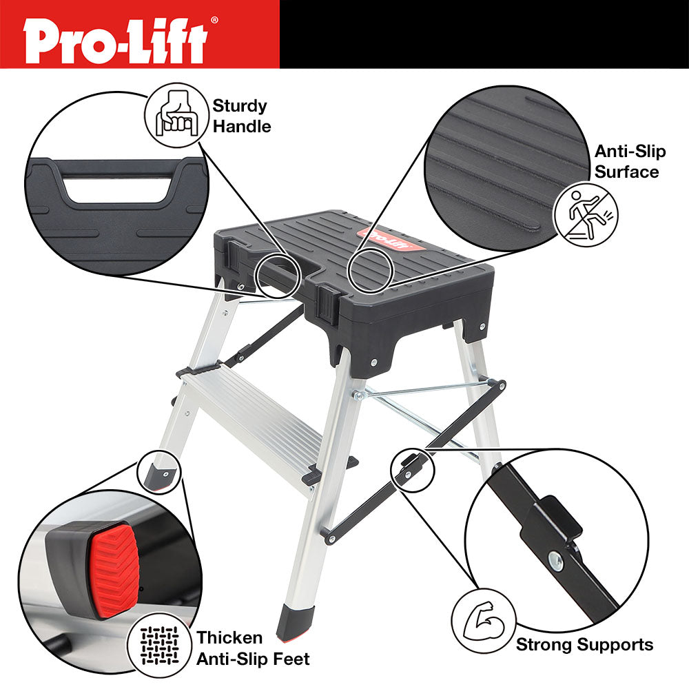 Pro-Lift Zwei-Stufen-Leiter mit Speicher