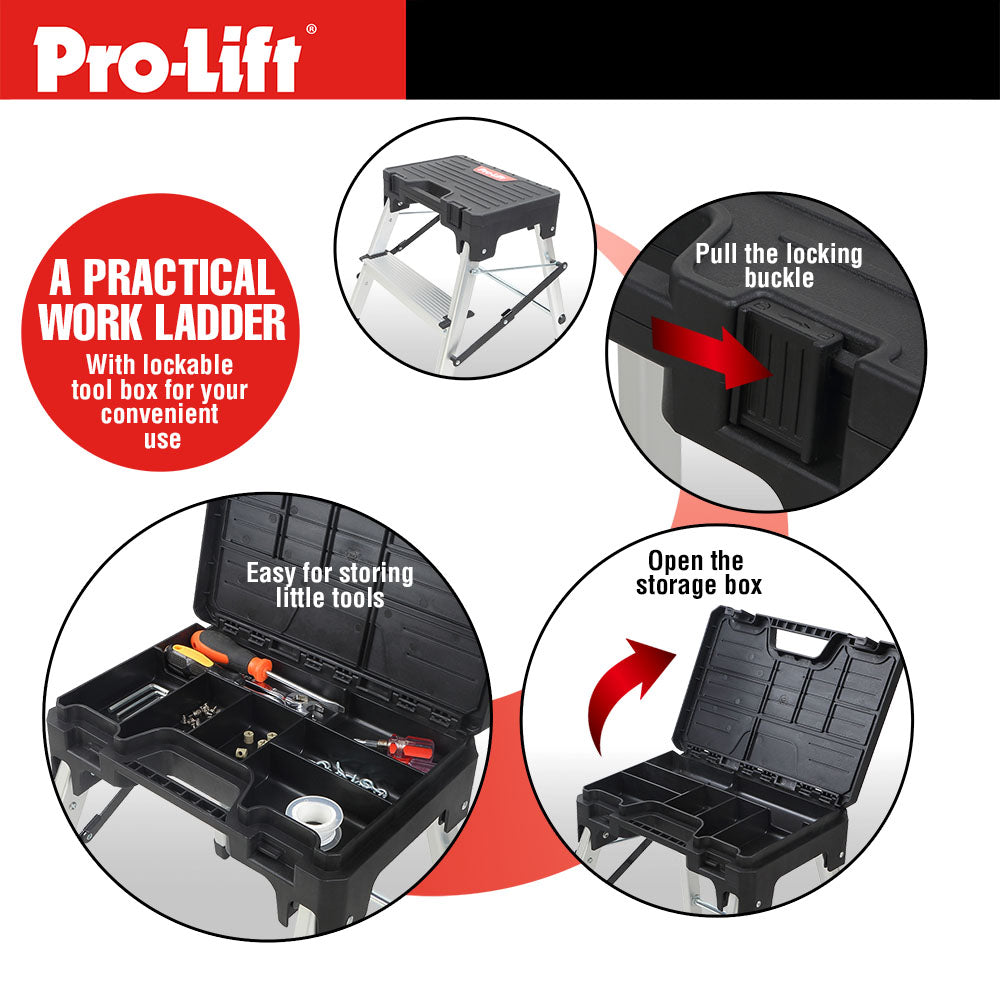 Pro-Lift Zwei-Stufen-Leiter mit Speicher