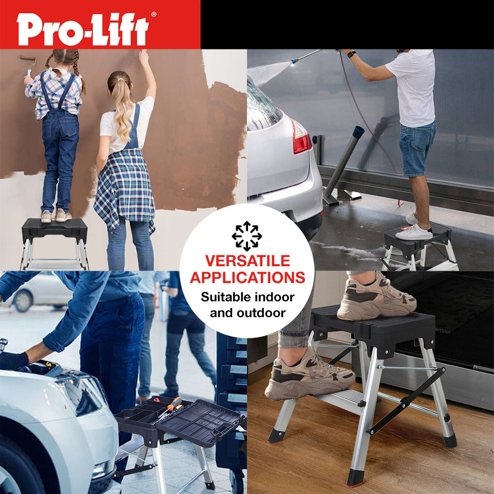 Pro-Lift Zwei-Stufen-Leiter mit Speicher