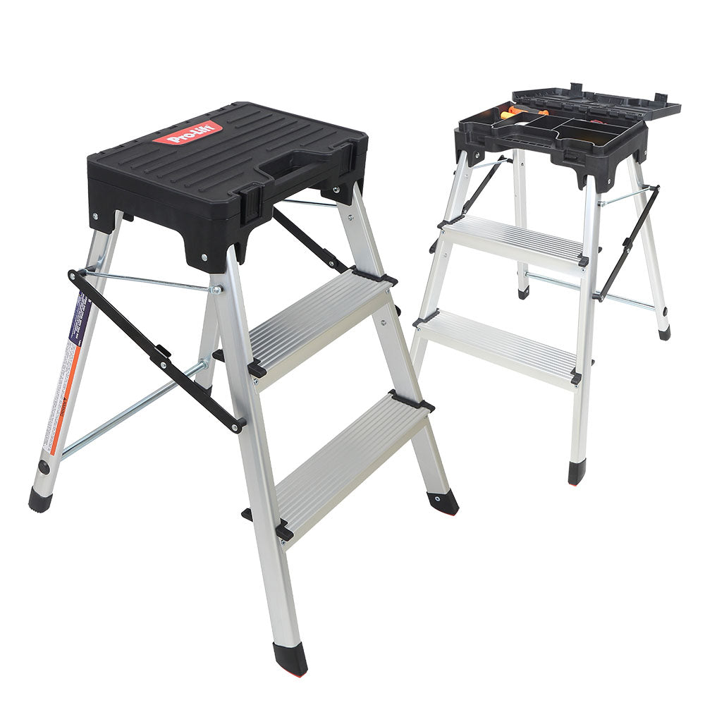 Pro-Lift Drei-Stufen-Leiter mit Speicher