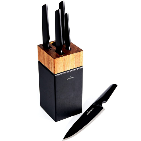 GrandTies Onyx High Carbon Deutscher Edelstahl 7pc Küchenmesser Block Set